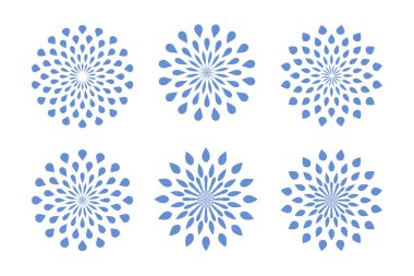 Soyut dekoratif çember simgeleri bırakıyor. Tasarım elemanları. Vektör sanatı.