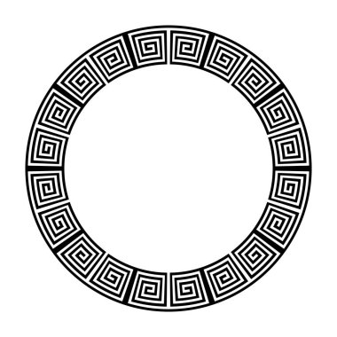 Dekoratif çember çerçevesi için Yunanca daha dolambaçlı soyut geometrik süs. Vektör sanatı.