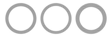 Dekoratif geometrik çember sınır desenleri. Yuvarlak ızgara çerçeveler. Vektör sanatı.