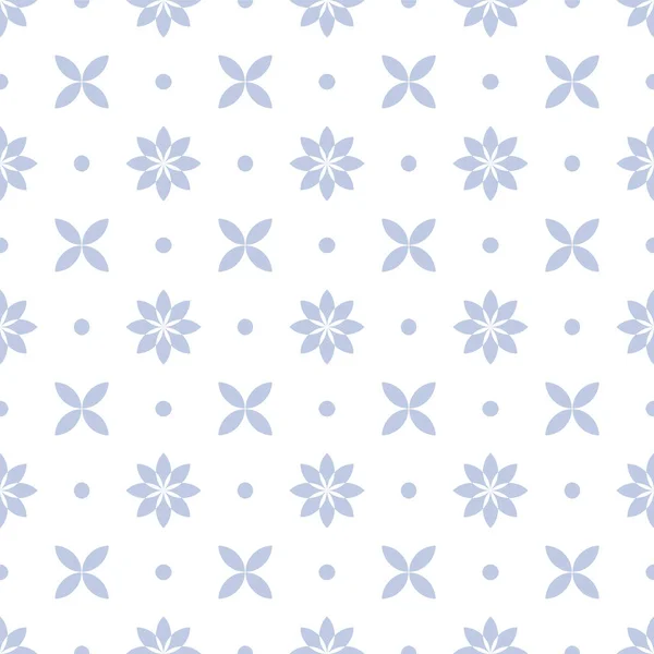 Abstract Seamless Blue Floral Dots Pattern White Background Vector Art — Stock Vector