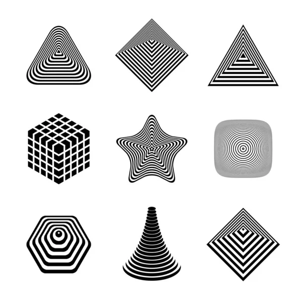 Abstrakta Geometriska Designelement Med Illusion Effekt Vektorkonst Royaltyfria Stockvektorer