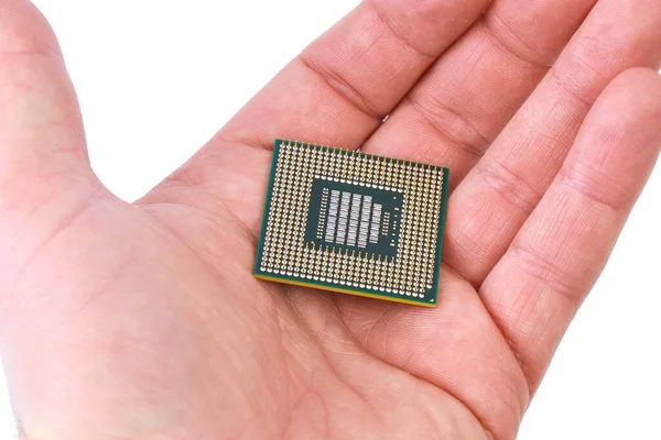 Cpu Computador Realizada Mão — Fotografia de Stock