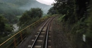 Küçük bir Japon kasabasına tren yolculuğu, kırsal demiryolu hattı.