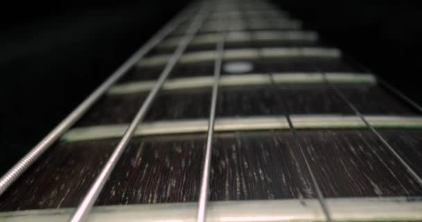 Electric Guitar Detail, Fretboard Closeup — Stock Video