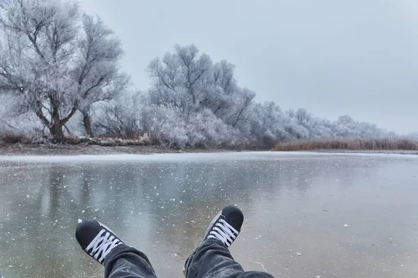 Bruslení na jezeře — Stock fotografie