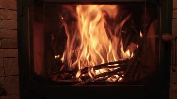 Api dari perapian. — Stok Video