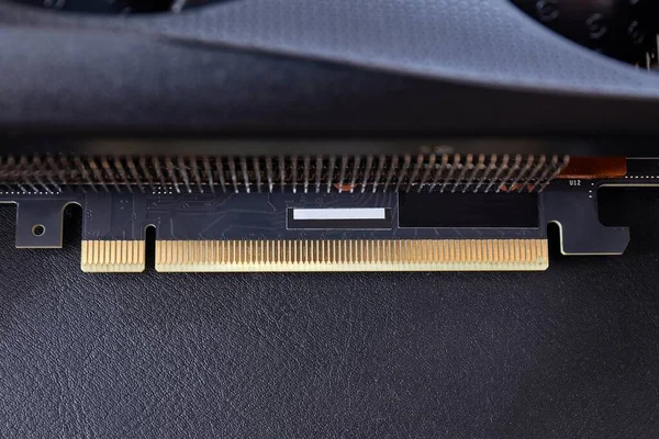 PCI express connector standard on the graphics card — стокове фото