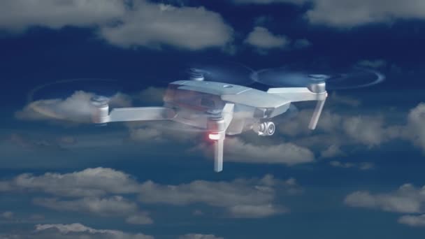 Hélices giratórias de drones em fundo preto — Vídeo de Stock