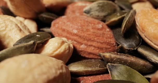 Nuts and seeds macro, probe lens motion macro — Stock Video