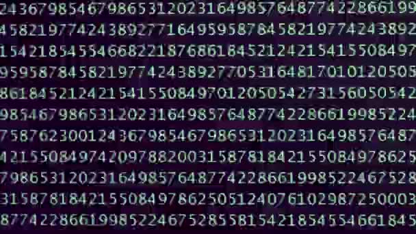 Computer calculation number sequence scrolling on consol screen — Stock Video