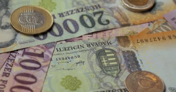 Antecedentes de billetes, Forints húngaros — Vídeo de stock