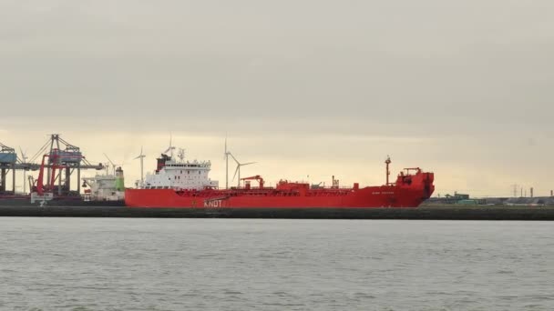 Industriële schepen bij Rotterdam — Stockvideo