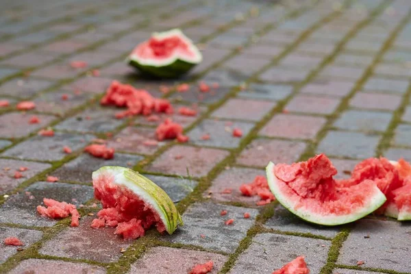 Zamítnuté meloun na zemi — Stock fotografie