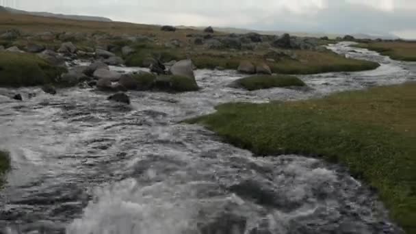 Fluxo selvagem em uma paisagem montanhosa nos Andes — Vídeo de Stock