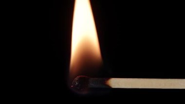 Igniting match burning closeup