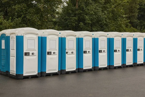 Toilets installed at a public event Stock Image