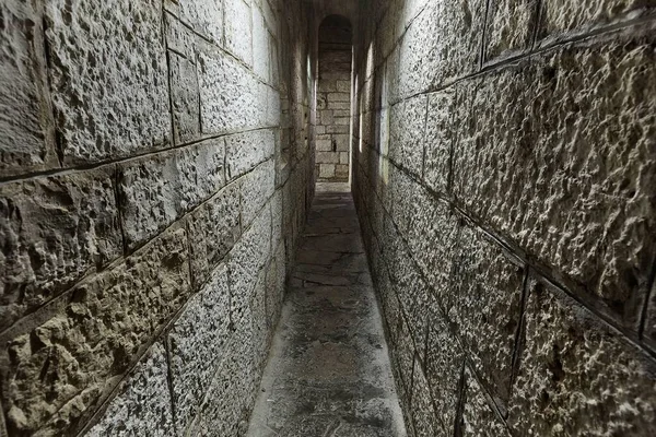 Castle corridor stone walls fortification — 스톡 사진