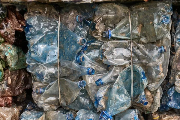 Πλαστικές φιάλες σε μπάλες για ανακύκλωση αποβλήτων — Φωτογραφία Αρχείου
