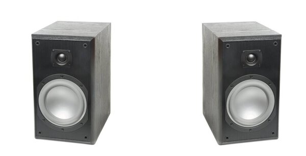 Hi-fi speaker pair isolated on white background