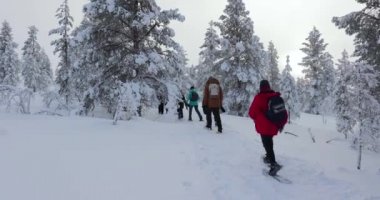 Kuzey Finlandiya 'da kar ayakkabısı yürüyüşü