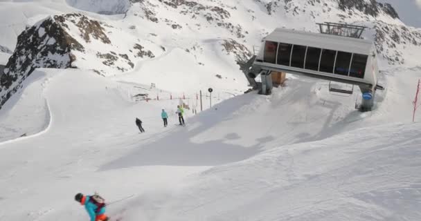 Alpe Dhuez Frankrijk Circa 2020 Skipiste Franse Alpen Uitzicht Van — Stockvideo