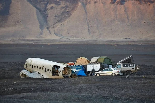 Солхеймасандур Исландия Circa 2015 Воспоминания Старом Аварийно Приземлившемся Самолете Экспедиционными — стоковое фото