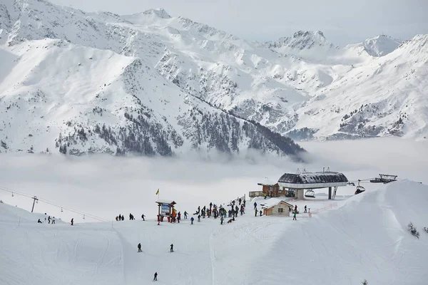 Stok Narciarski Alpach Francuskich Paradiski Plagne — Zdjęcie stockowe