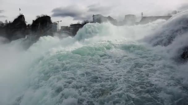 Водопад Рейн Фолс Швейцарии Самый Высокий Расход Воды Европе Шаффхаузен — стоковое видео