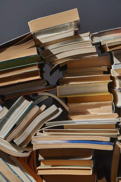 Old Books Pile Attic Forming Book Wall — Stock Photo, Image