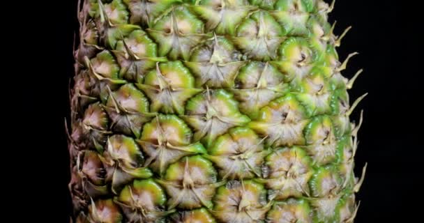 Ananas Detalj Spinning Isolerad Svart Bakgrund Rörlig Grafik Element — Stockvideo