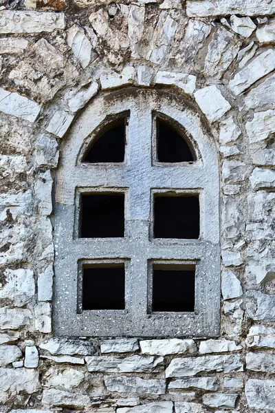 Вікно Старій Кам Яній Стіні Замку — стокове фото