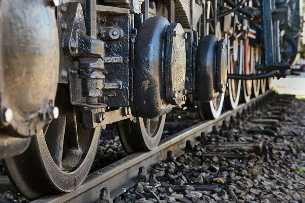 Steam Locomotive Részletesen Hajtókarok Kerekek — Stock Fotó