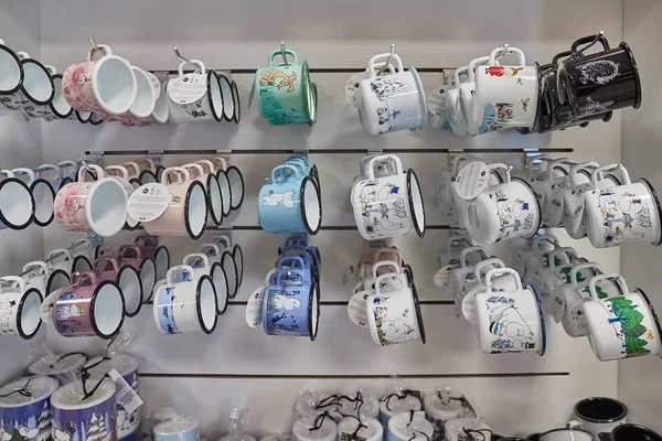 Ivalo Finlande Vers 2022 Tasses Thème Moomins Vente Boutique Cadeaux — Photo