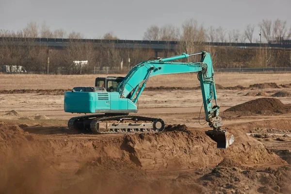 Excavadora Sitio Construcción Excavando Cimientos — Foto de Stock