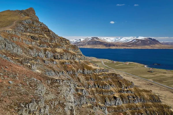 Ісландські Краєвиди Акрафьяль Акранес Гора Есджа Задньому Плані — стокове фото