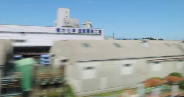 Japonya Yüksek Hızlı Trenle Tren Yolculuğu Pencereden Manzara Hızla Geçen — Stok video