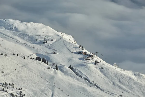 Лыжный Склон Французских Альпах Парадиски Плань — стоковое фото