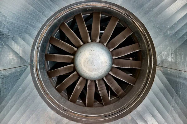 Big Industrial Jet Fan Metal Compressor Blades — Stock Photo, Image