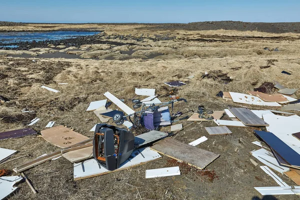 Siedlungsmüll Türmt Sich Auf Und Wird Island Illegal Auf Dem — Stockfoto