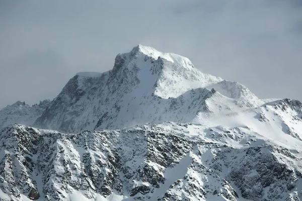 Snowy Bergen Winter Weer Hoog Alpine Landschap Skigebied Van Paradiski — Stockfoto