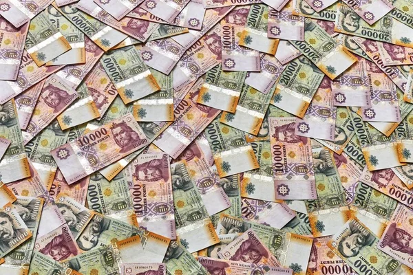Montón Billetes Como Fondo Forinto Húngaro — Foto de Stock