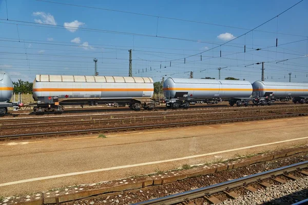Wagons Train Marchandises Silo Sur Chemin Fer — Photo