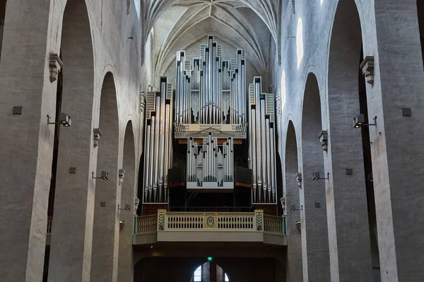 Огромный Церковный Орган Множеством Труб — стоковое фото