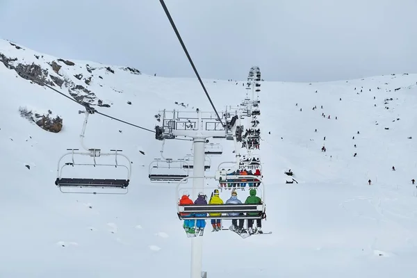 Elevador Esqui Queda Neve — Fotografia de Stock