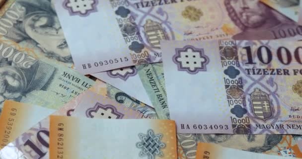 Montón Detalles Billetes Como Fondo Hungarian Forint 20000 Notas Girando — Vídeo de stock