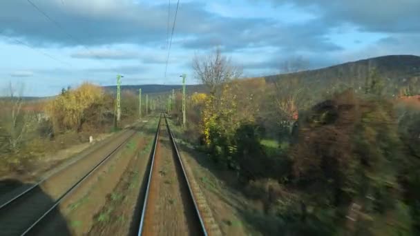 Train Journey Point View Drivers View — Stock Video