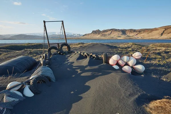 Islândia Paisagem Com Equipamento Decadência Abandonada Algum Tipo — Fotografia de Stock