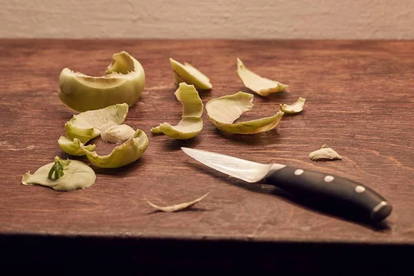 Loupání Rostlin Zeleninové Podkroví Kuchyňské Lince Kompostovatelný Odpad — Stock fotografie