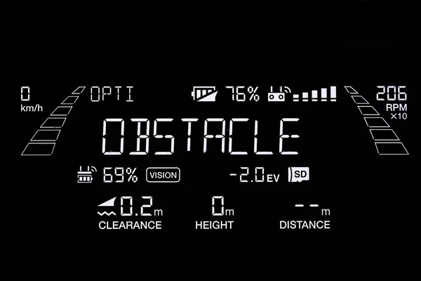 Information display on a remote control device of a drone, obstacle sensor warning