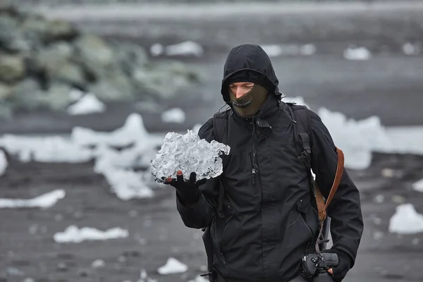 Jokulsarlon Zlanda Elmas Sahili Nde Buzdağı Parçaları Bulduk — Stok fotoğraf